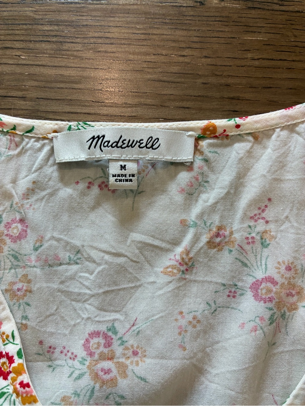 Madewell Cream Floral Tie-Front V-Neck Blouse - Picture 6 of 6